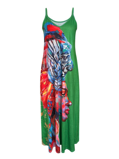 Women's Printed Maxi Summer Dress detail view