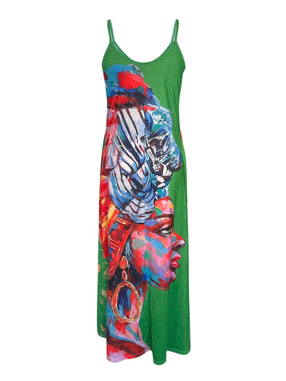 Women's Printed Maxi Summer Dress detail view