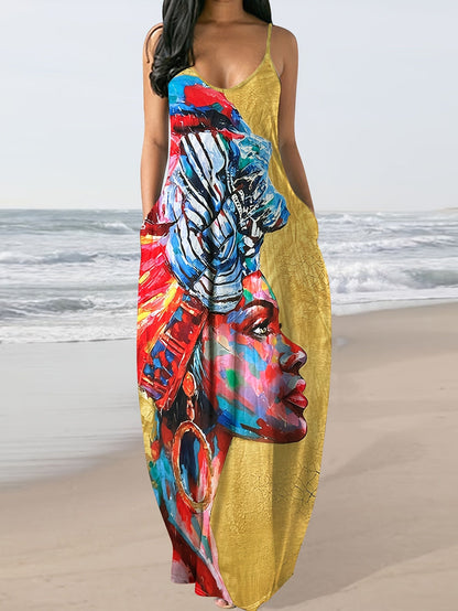 Women's Printed Maxi Summer Dress detail view