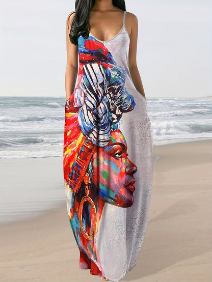 Women's Printed Maxi Summer Dress detail view