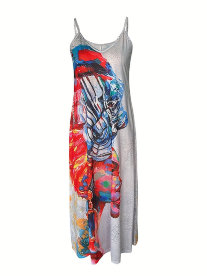 Women's Printed Maxi Summer Dress detail view