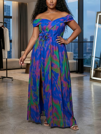Women's Printed Off Shoulder Evening Dress - Event Style – main product image