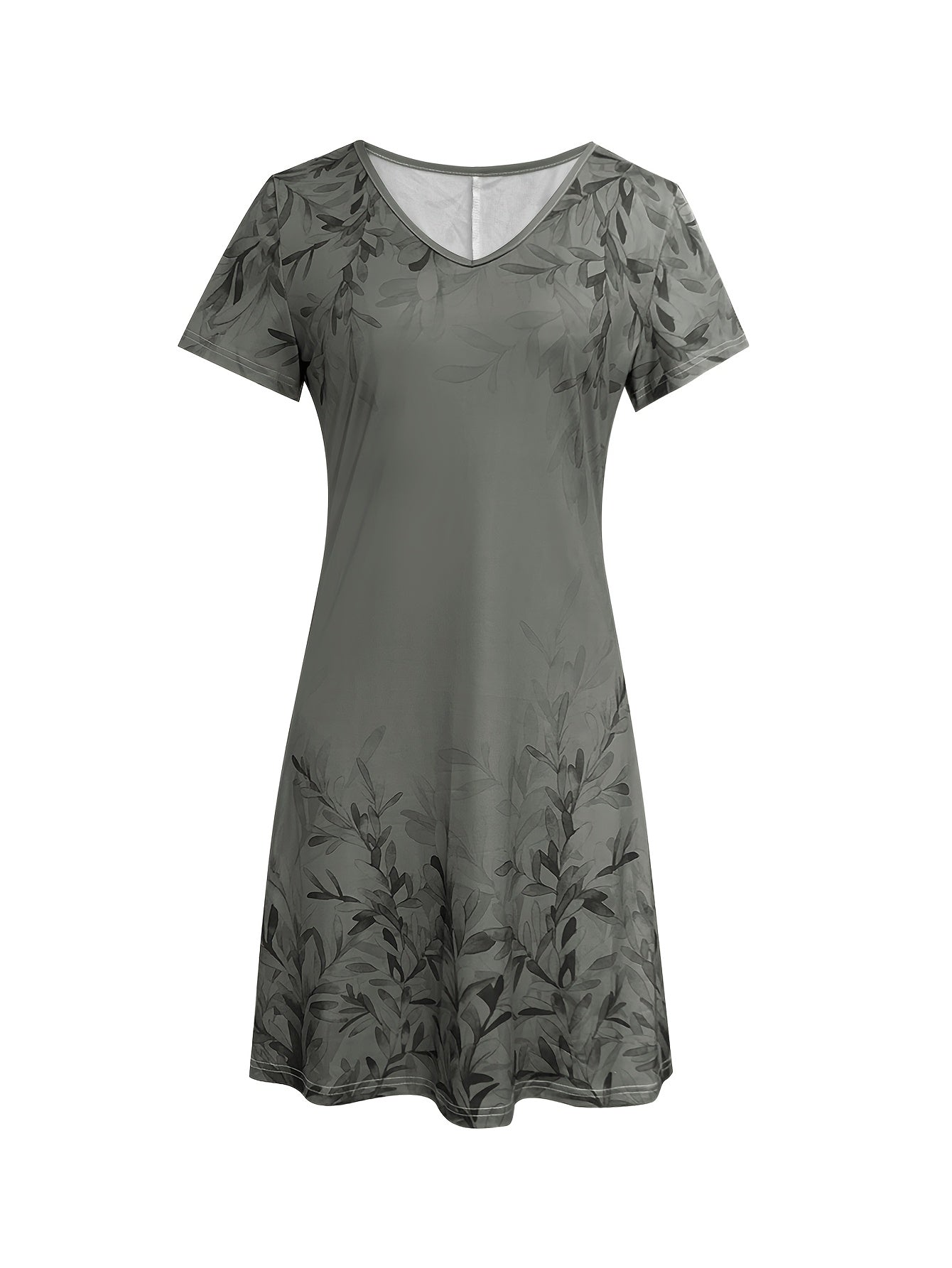 Women's Printed V-Neck Casual Dress - Short Sleeve detail view