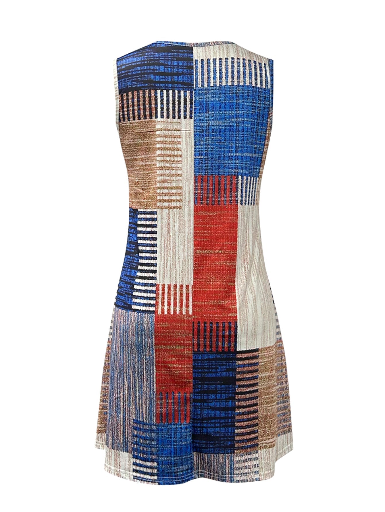 Women's Printed V-Neck Casual Dress - Sleeveless detail view