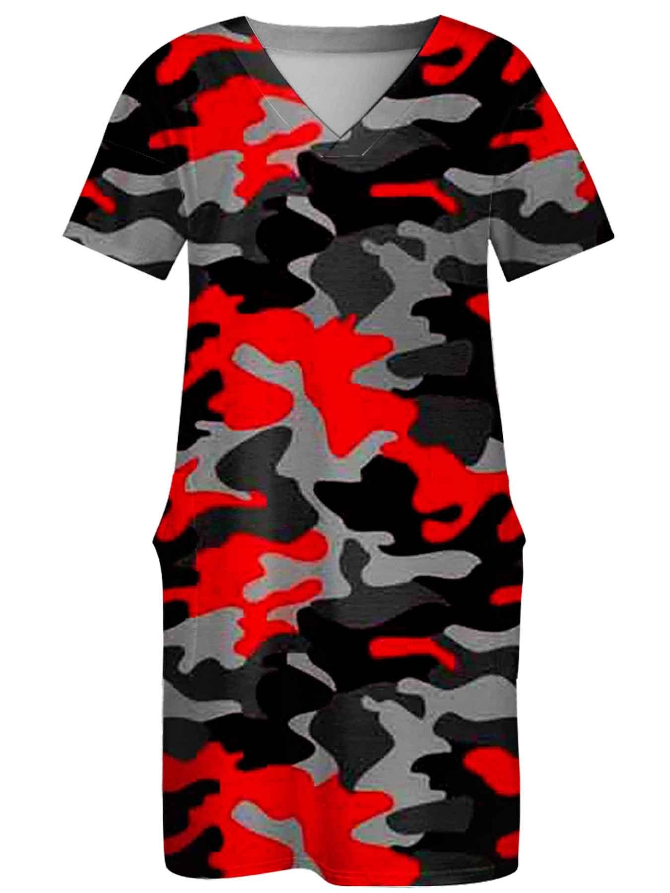 Women's Printed V-Neck Midi Casual Dress - Pocket detail view