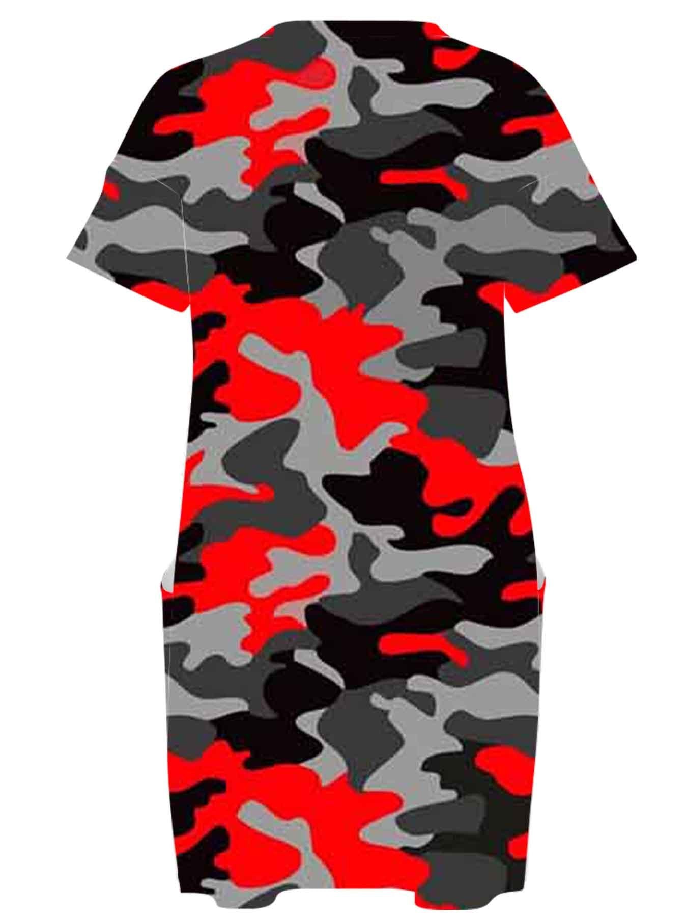 Women's Printed V-Neck Midi Casual Dress - Pocket detail view