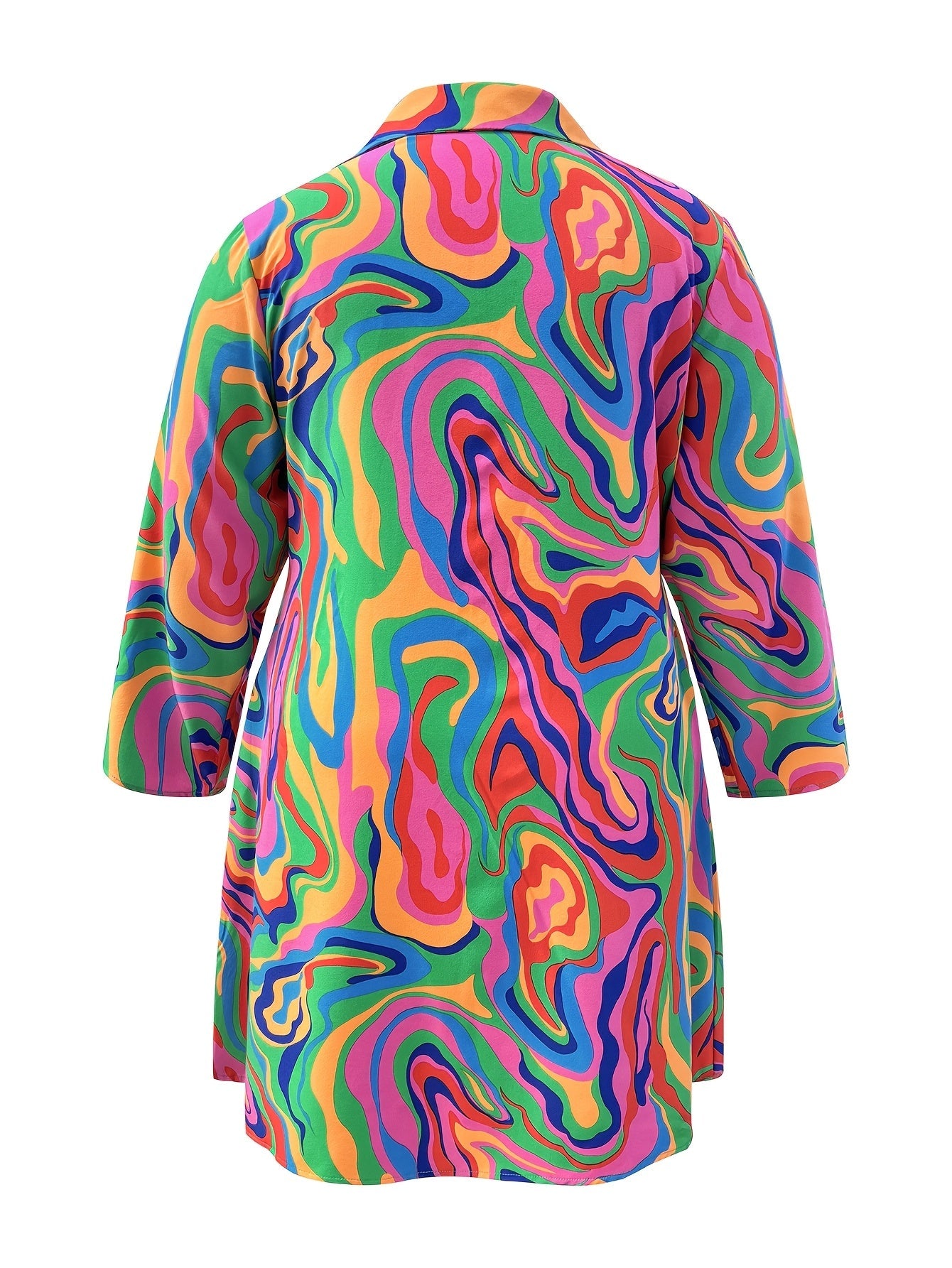 Women's Printed V-Neck Shirt Dress – view 5