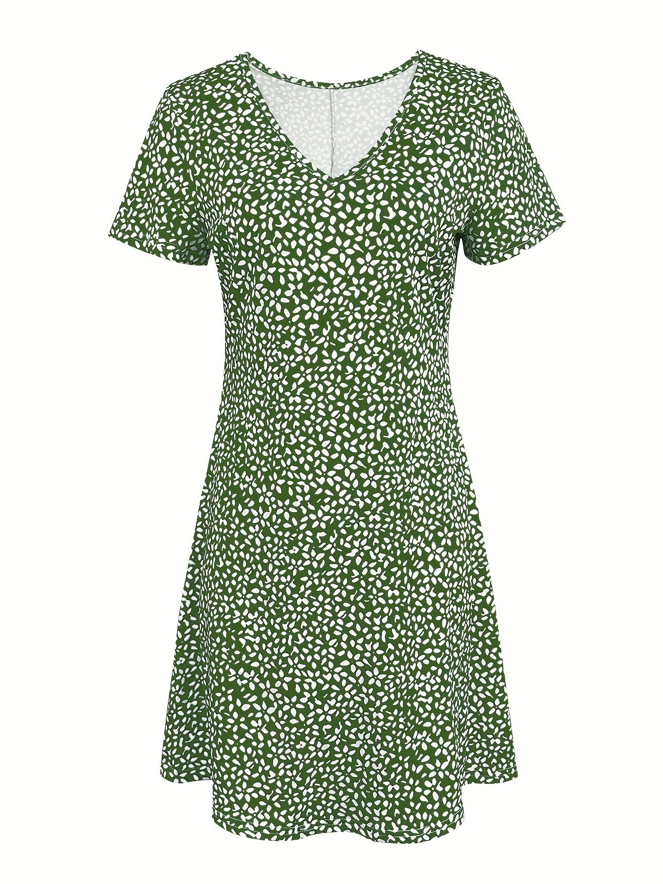 Women's Printed V-Neck Vacation Dress – Burgundy detail view