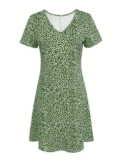 Women's Printed V-Neck Vacation Dress – Burgundy detail view
