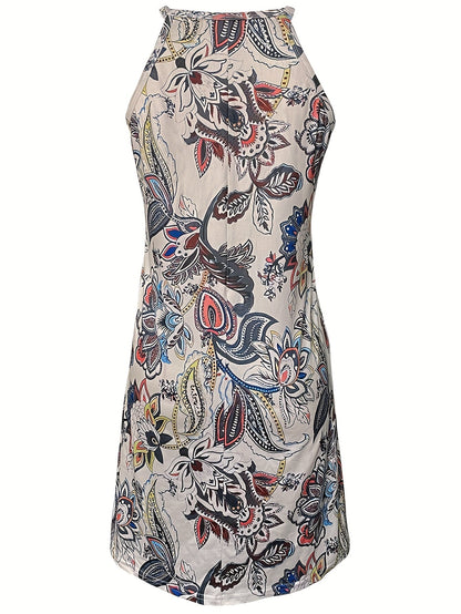 Women's Printed Vacation Dress – Fuchsia detail view
