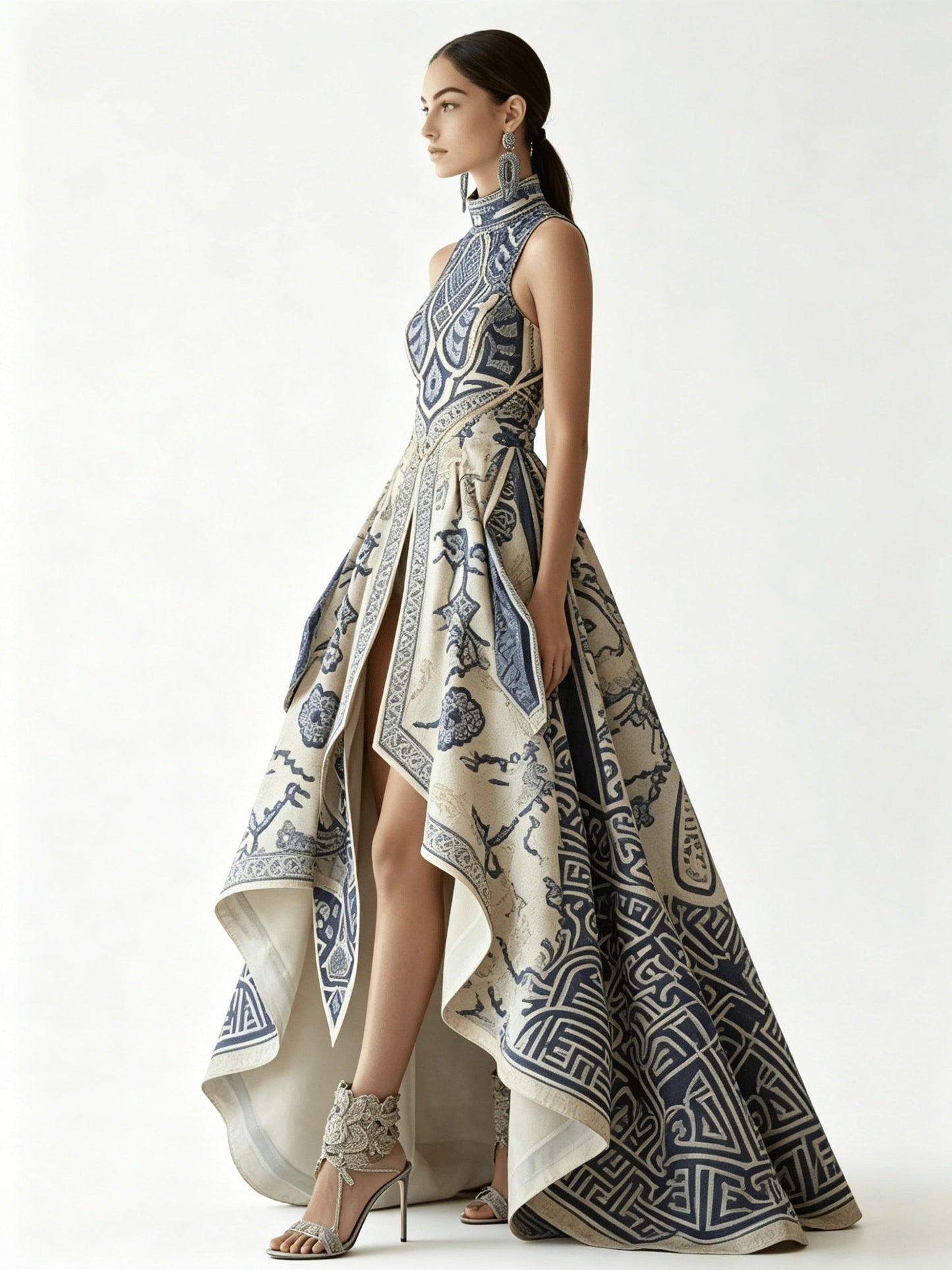 Women's Printed Wedding Dress - Sleeveless detail view