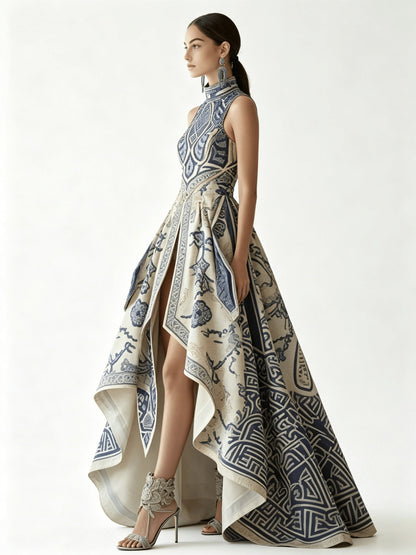 Women's Printed Wedding Dress - Sleeveless detail view