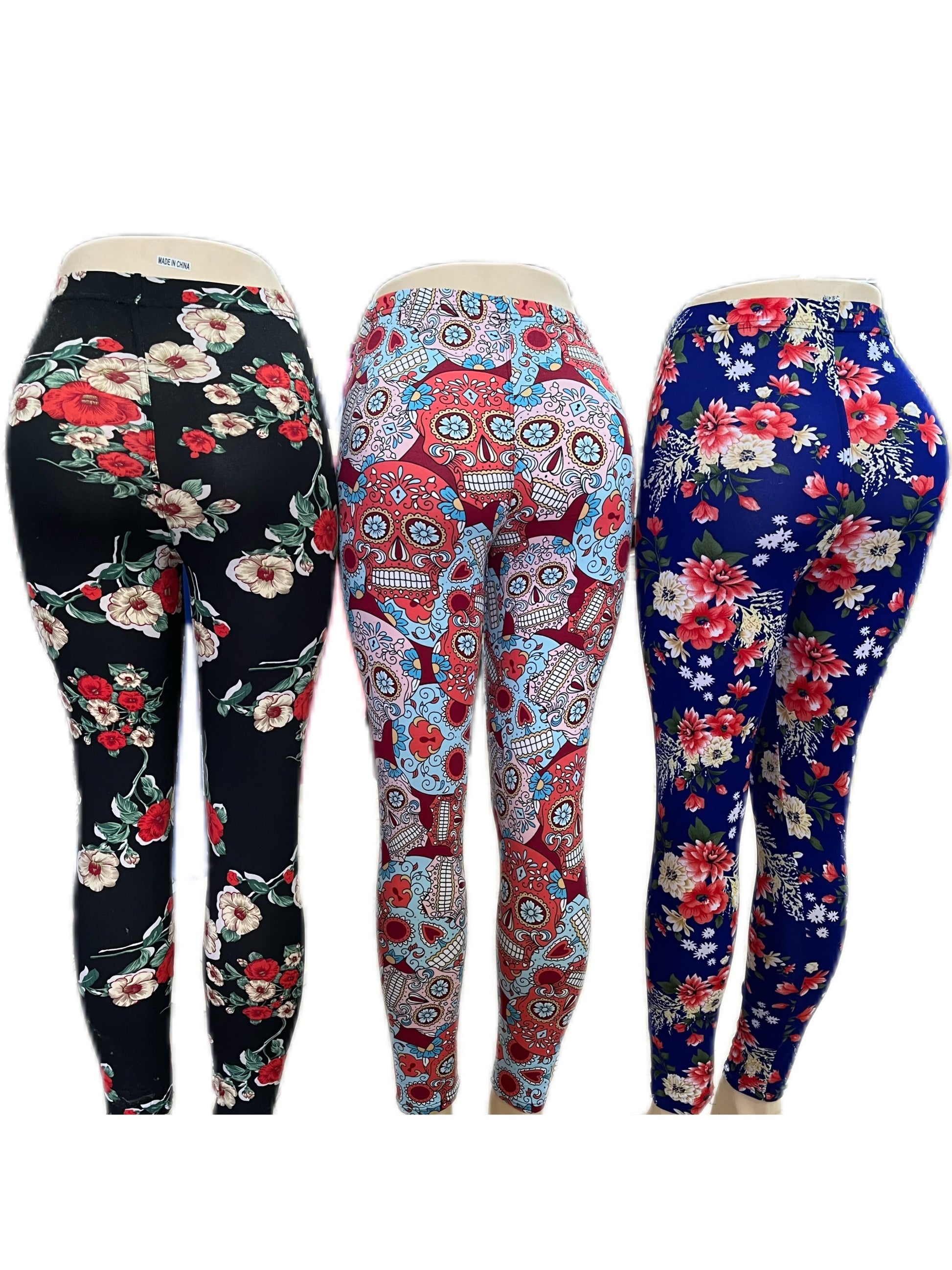 Women's Printed Yoga Leggings 3-Pack - High Waist Stretch Activewear detail view