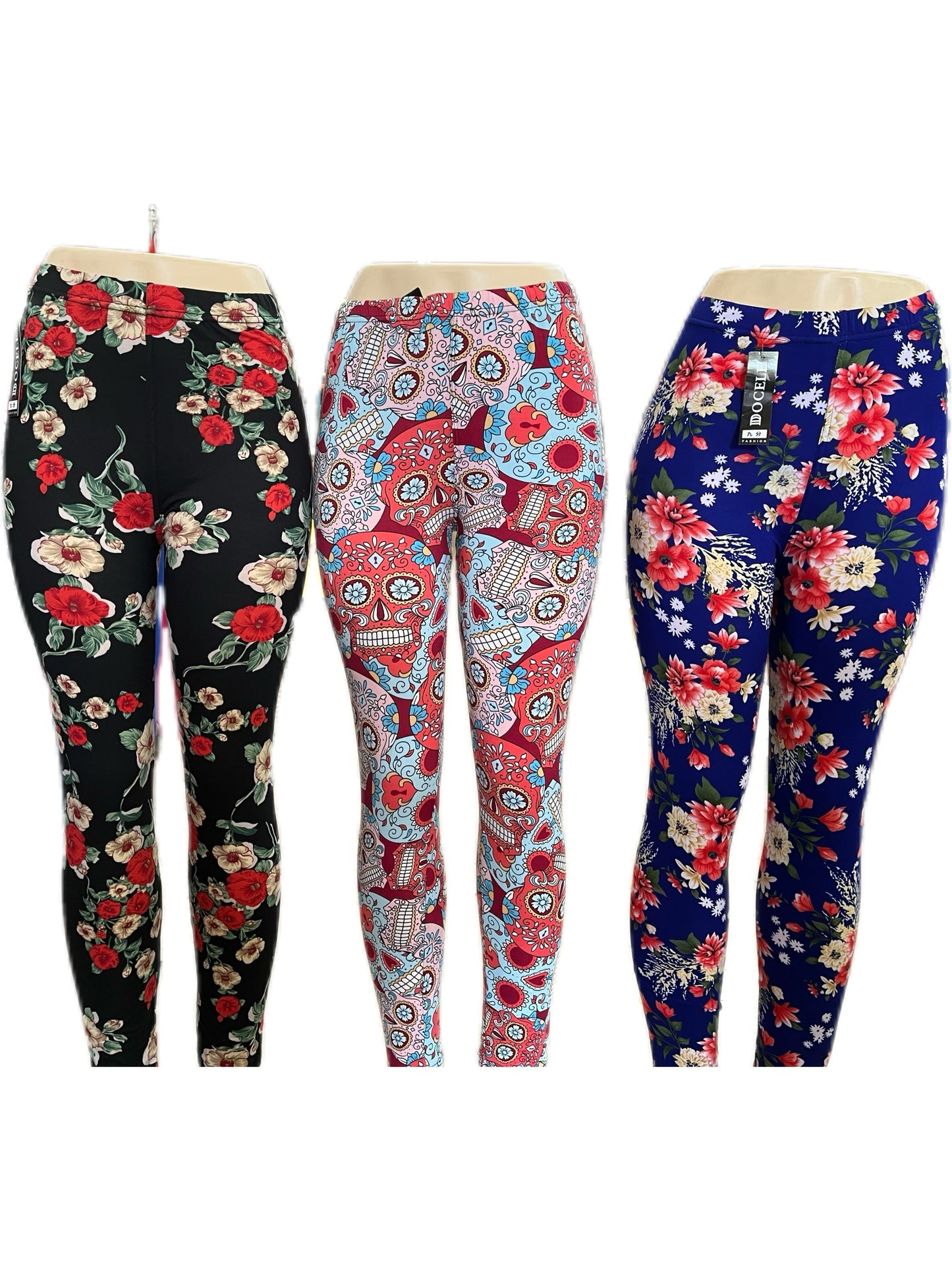 Women's Printed Yoga Leggings 3-Pack - High Waist Stretch Activewear detail view