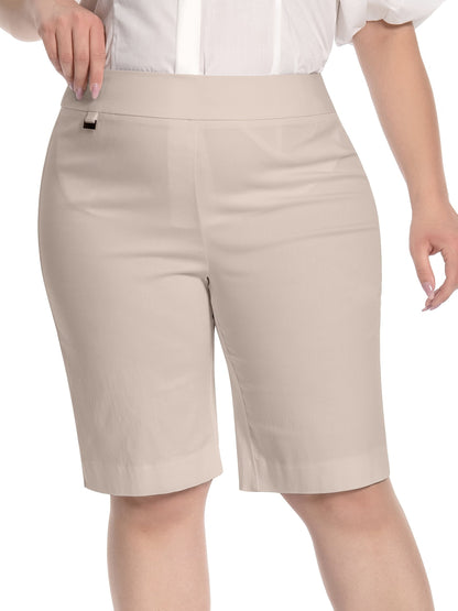Women's Pull-On Dress Shorts - D-Ring Office Style detail view