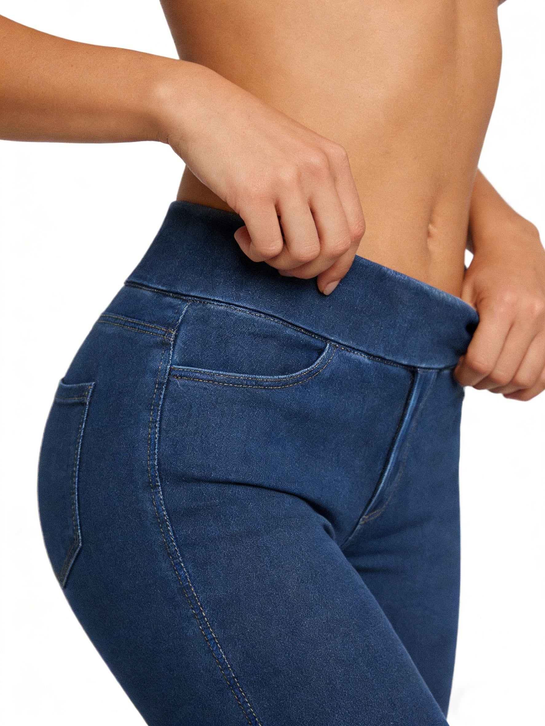 Women's Pull-On Skinny Jeans - High Waist Stretch Jegging Style detail view