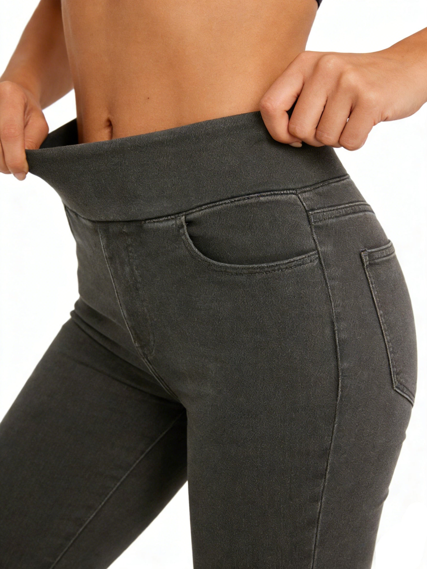 Women's Pull-On Skinny Jeans - High Waist Stretch Jegging Style detail view