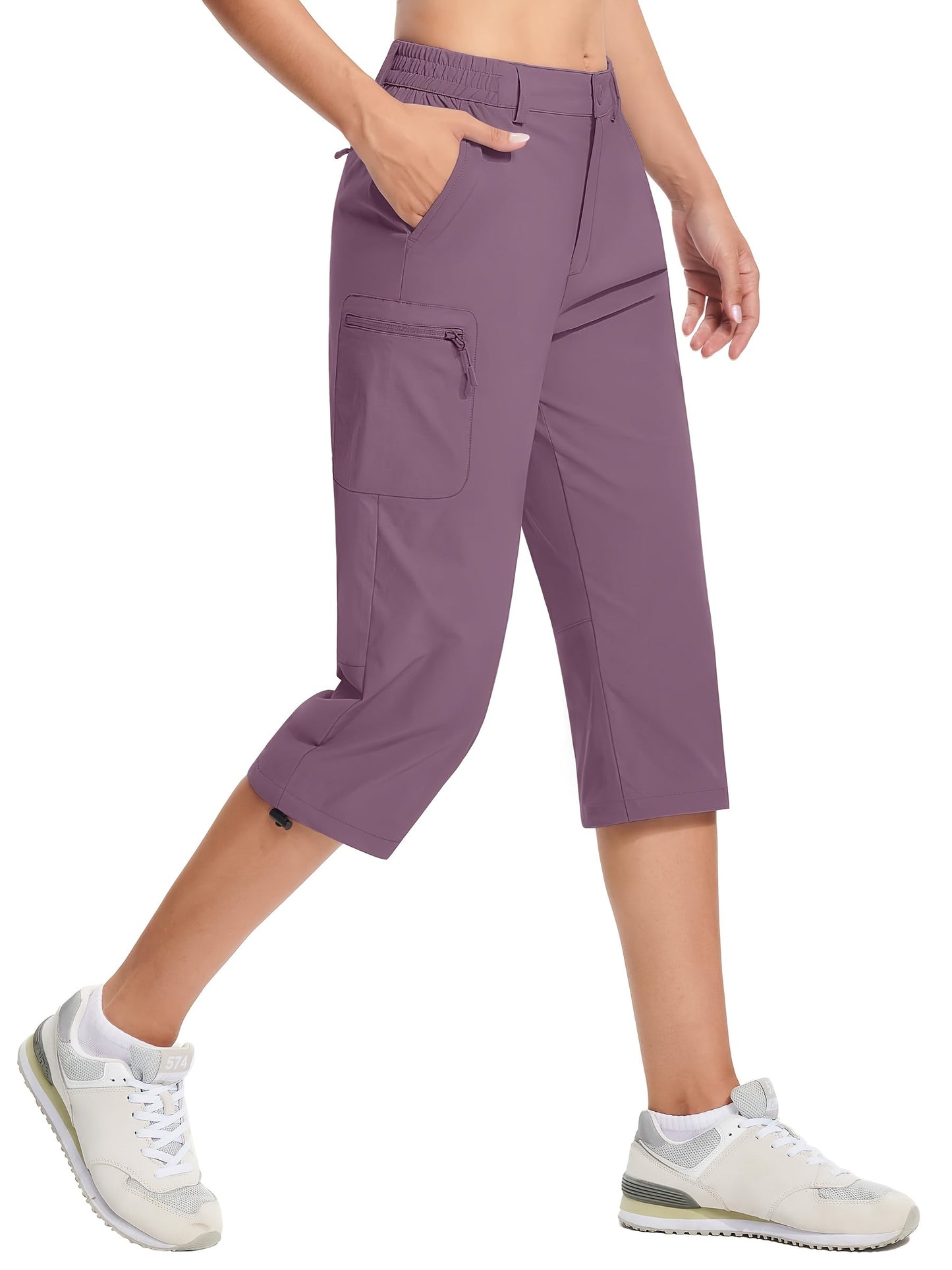 Women's Quick-Dry Hiking Capri Pants - Cargo Pockets – Black option – view 3