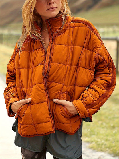 Women's Quilted Denim Pullover Jacket detail view