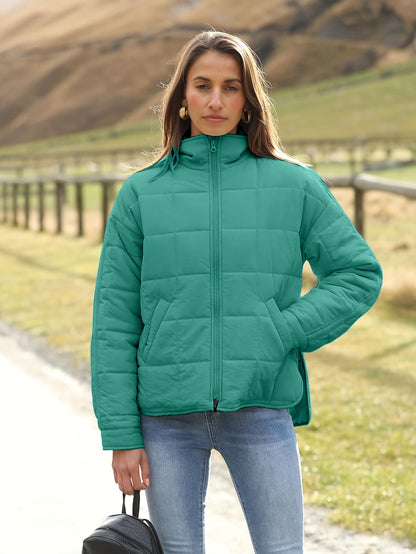 Women's Quilted Denim Pullover Jacket detail view