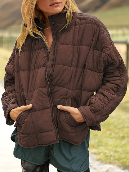 Women's Quilted Denim Pullover Jacket – Black option – view 2