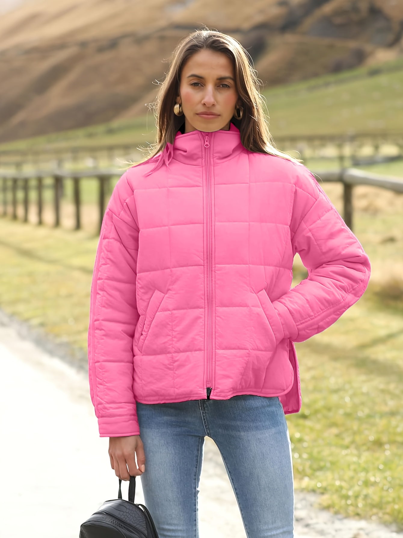 Women's Quilted Denim Pullover Jacket – Black option – view 17