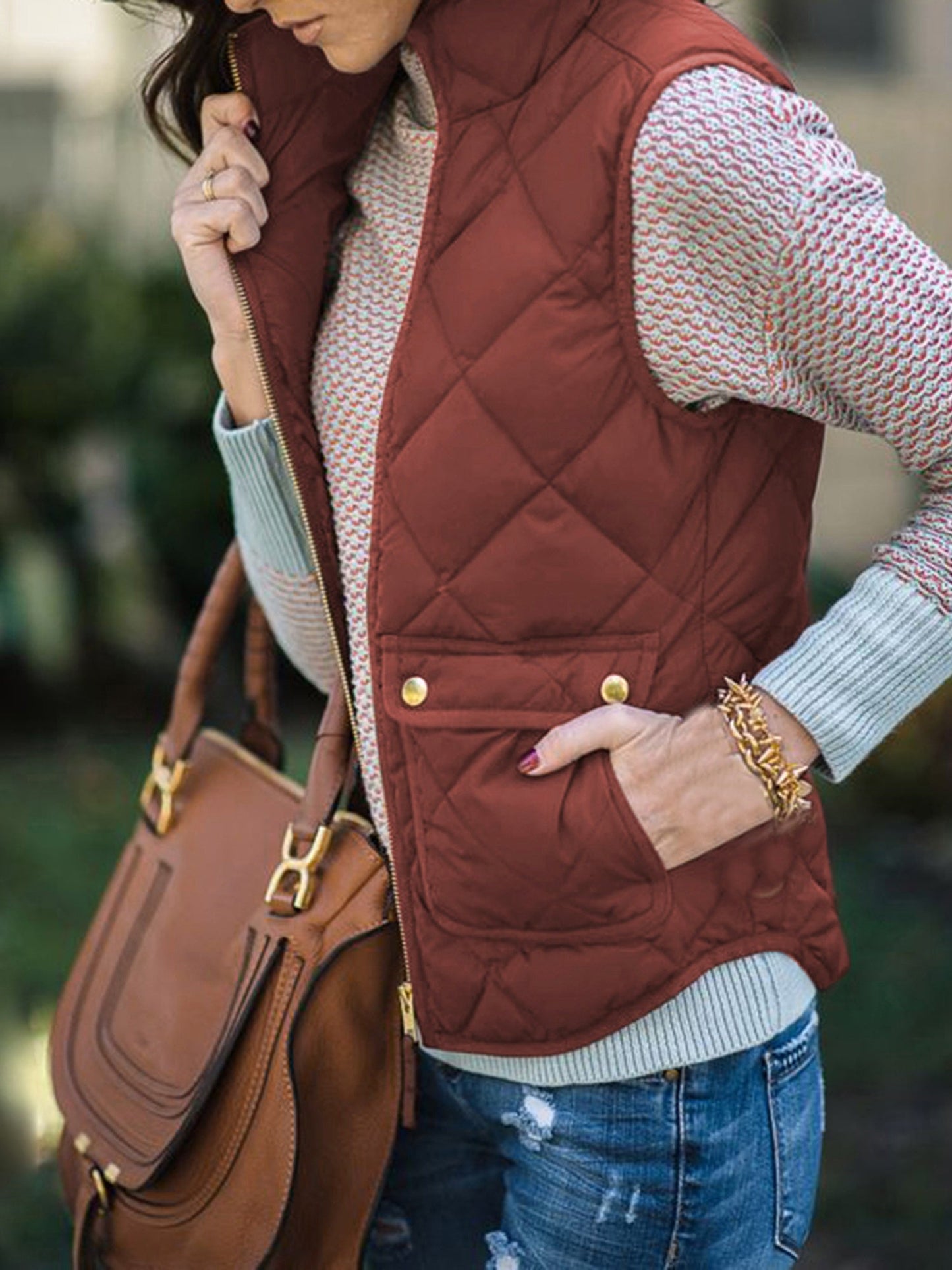 Women's Quilted Pullover Vest – Blue option – view 2
