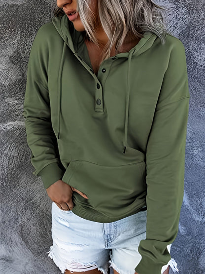 Women's Relaxed Button-Front Hoodie detail view