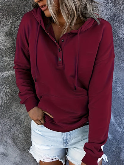 Women's Relaxed Button-Front Hoodie detail view