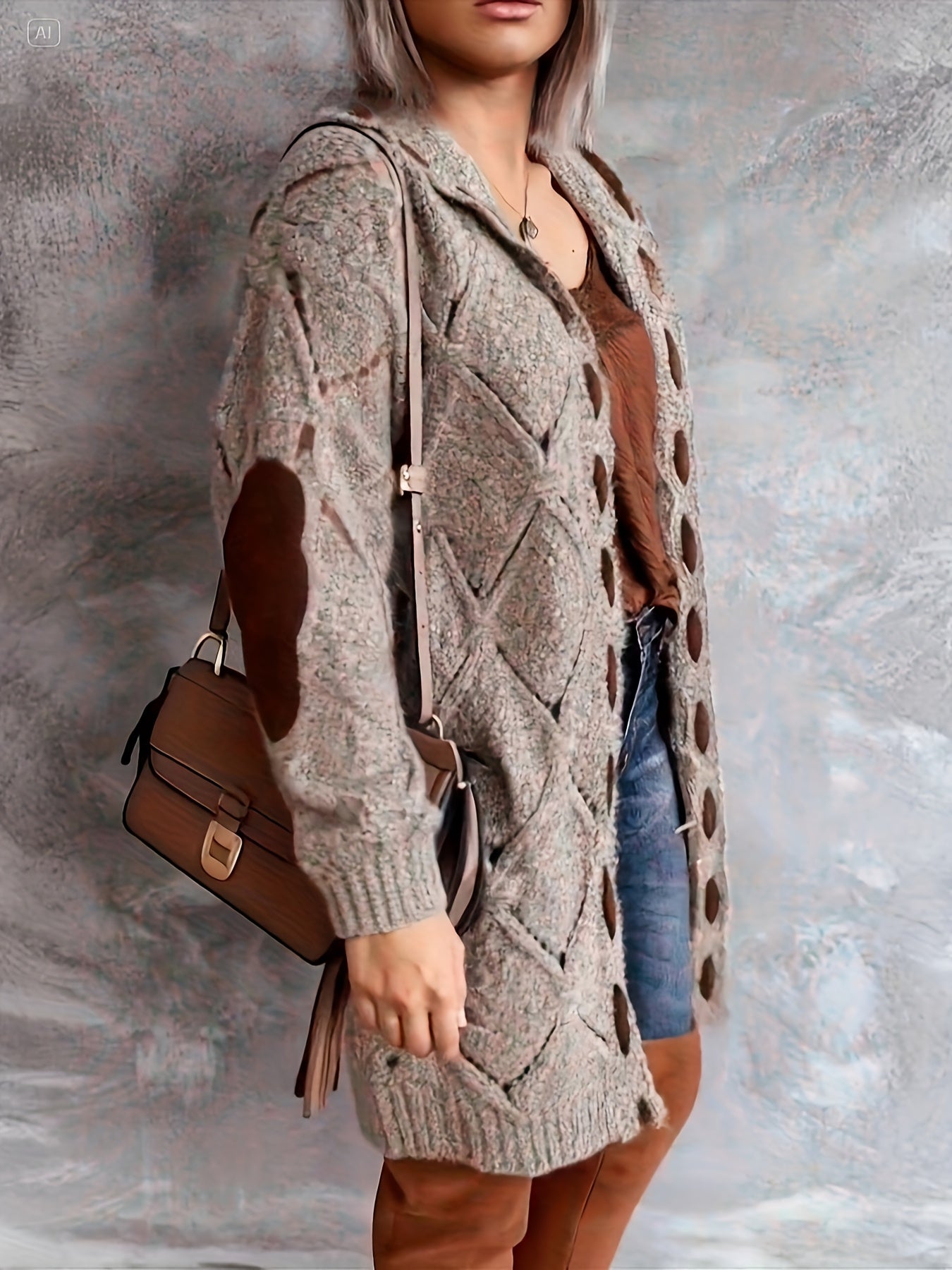 Women's Relaxed Colorblock Open-Front Cardigan detail view