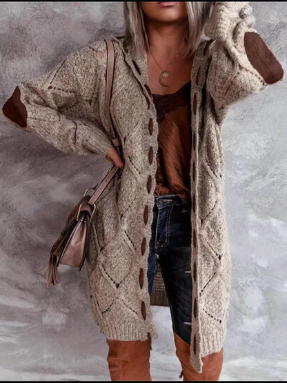 Women's Relaxed Colorblock Open-Front Cardigan detail view