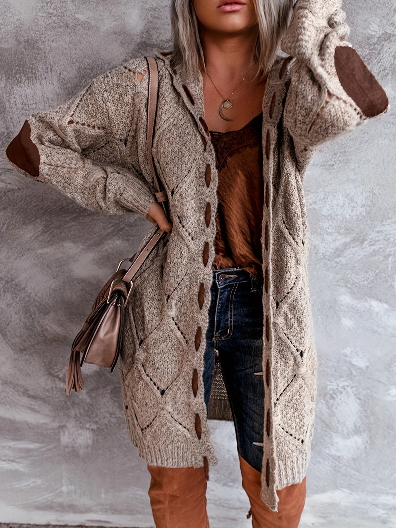 Women's Relaxed Colorblock Open-Front Cardigan detail view