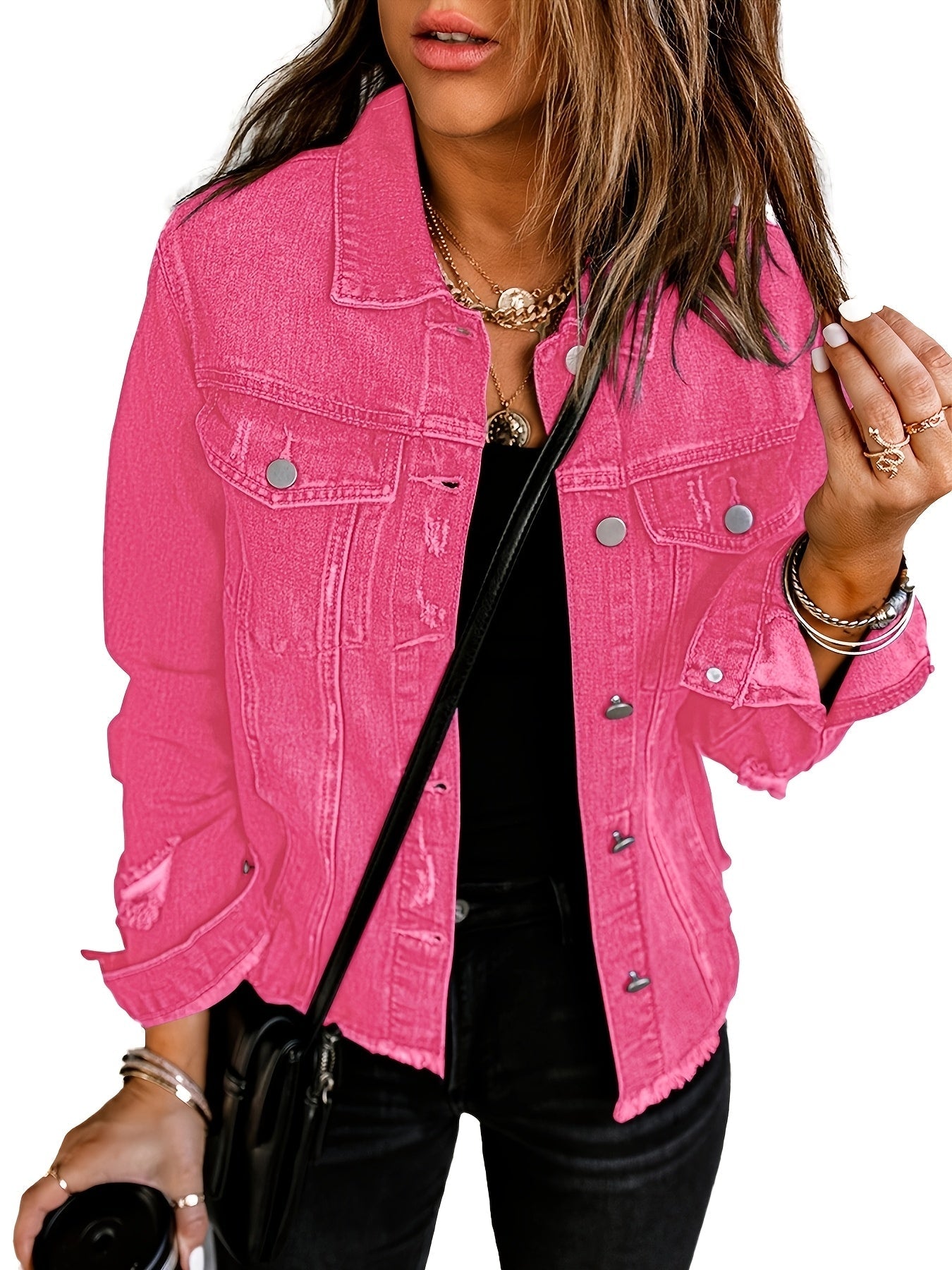 Women's Relaxed Denim Button-Front Jacket – 35-Variant Selection detail view