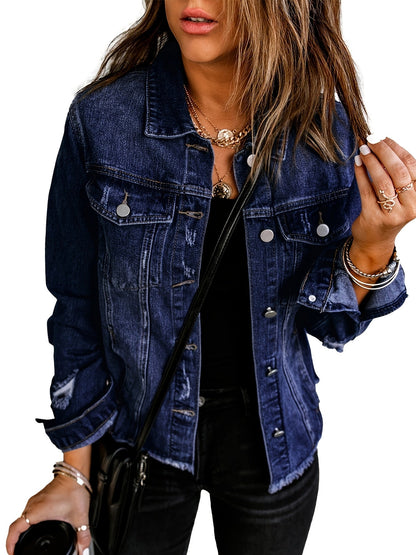 Women's Relaxed Denim Button-Front Jacket – 35-Variant Selection – Blue option – view 5