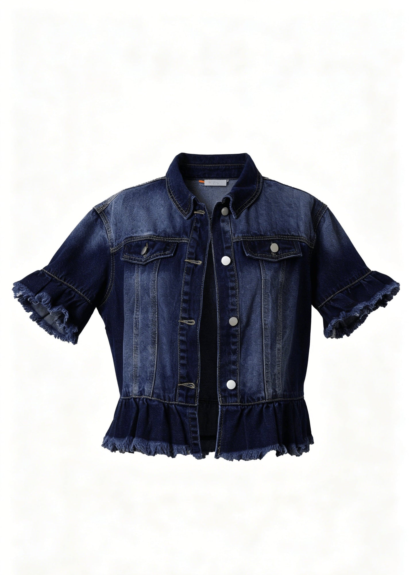 Women's Relaxed Denim Button-Front Jacket – Deep Blue detail view