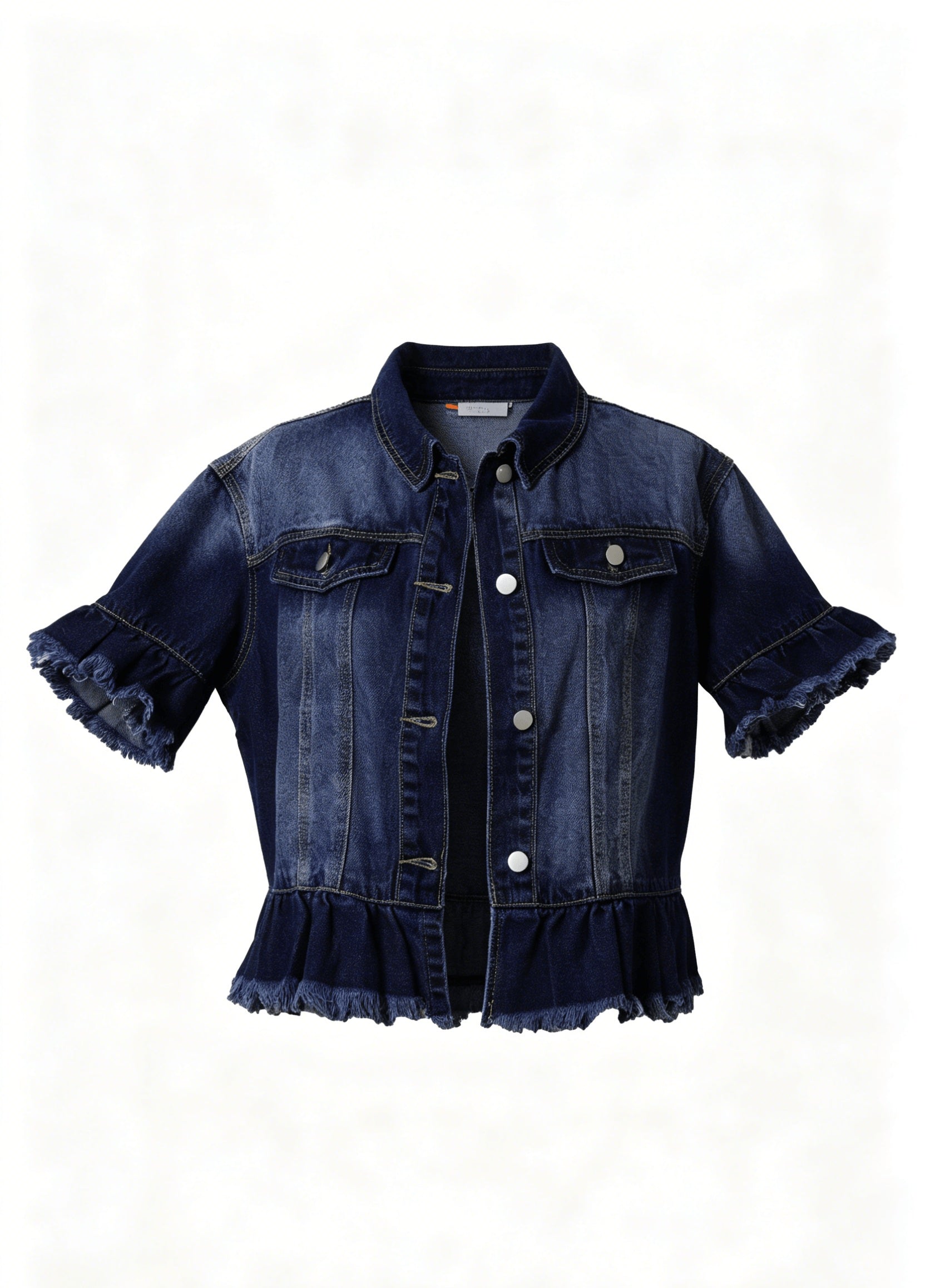 Women's Relaxed Denim Button-Front Jacket – Deep Blue detail view