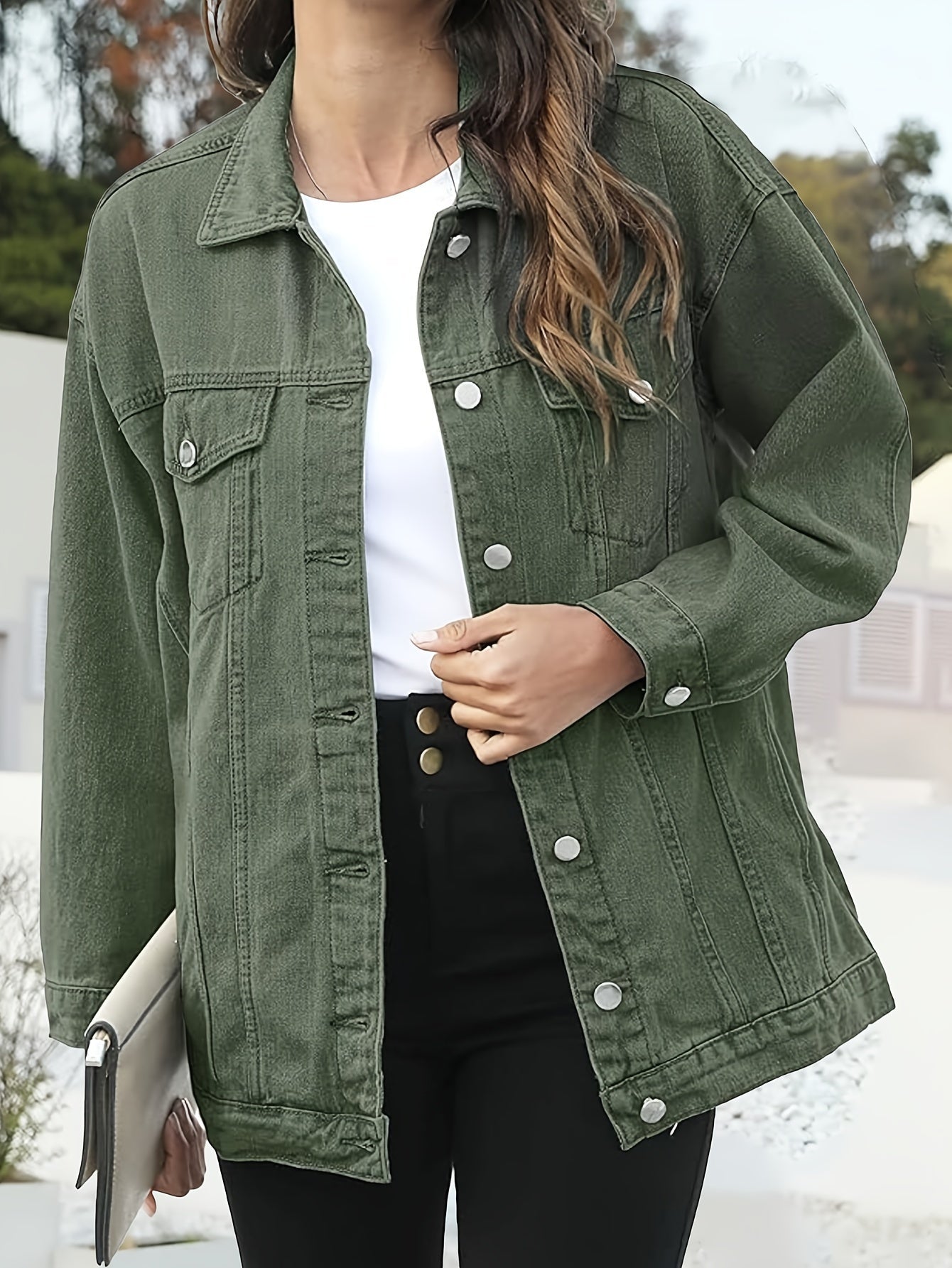 Women's Relaxed Denim Button-Front Jacket – Sizes XS–XXL detail view