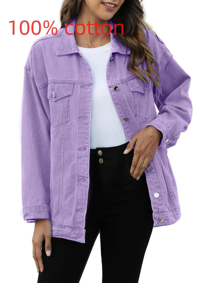 Women's Relaxed Denim Button-Front Jacket – Sizes XS–XXL detail view