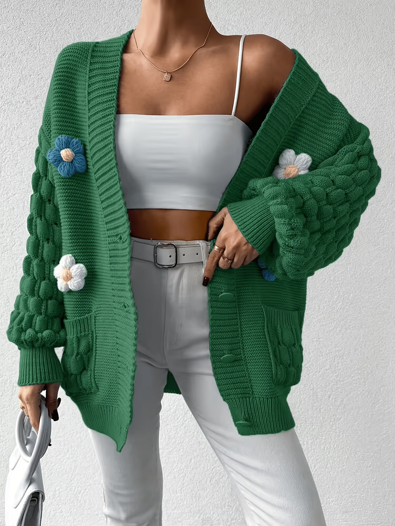 Women's Relaxed Denim Floral Cardigan – view 3