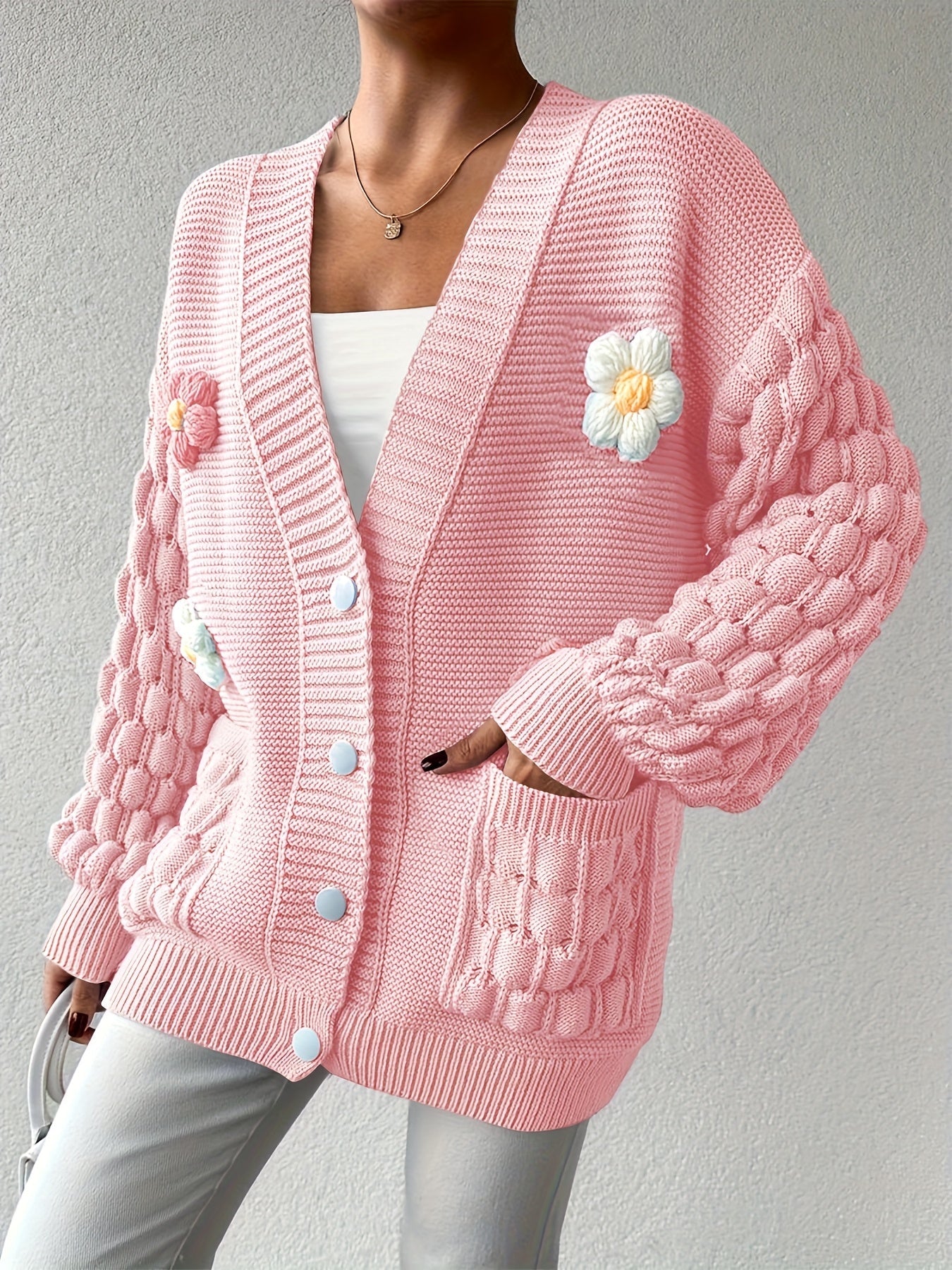 Women's Relaxed Denim Floral Cardigan – view 6