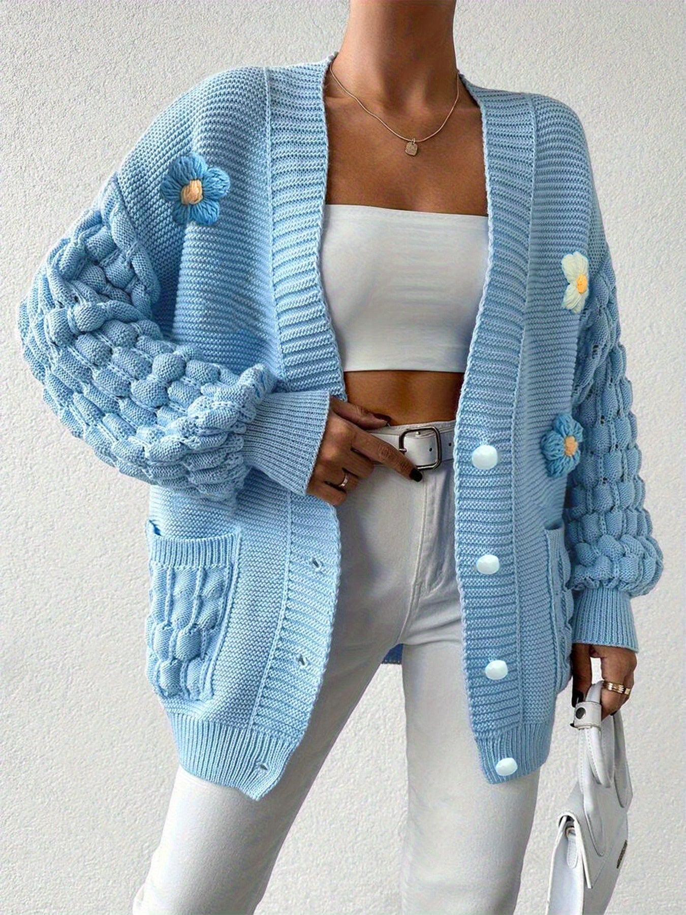 Women's Relaxed Denim Floral Cardigan – view 7