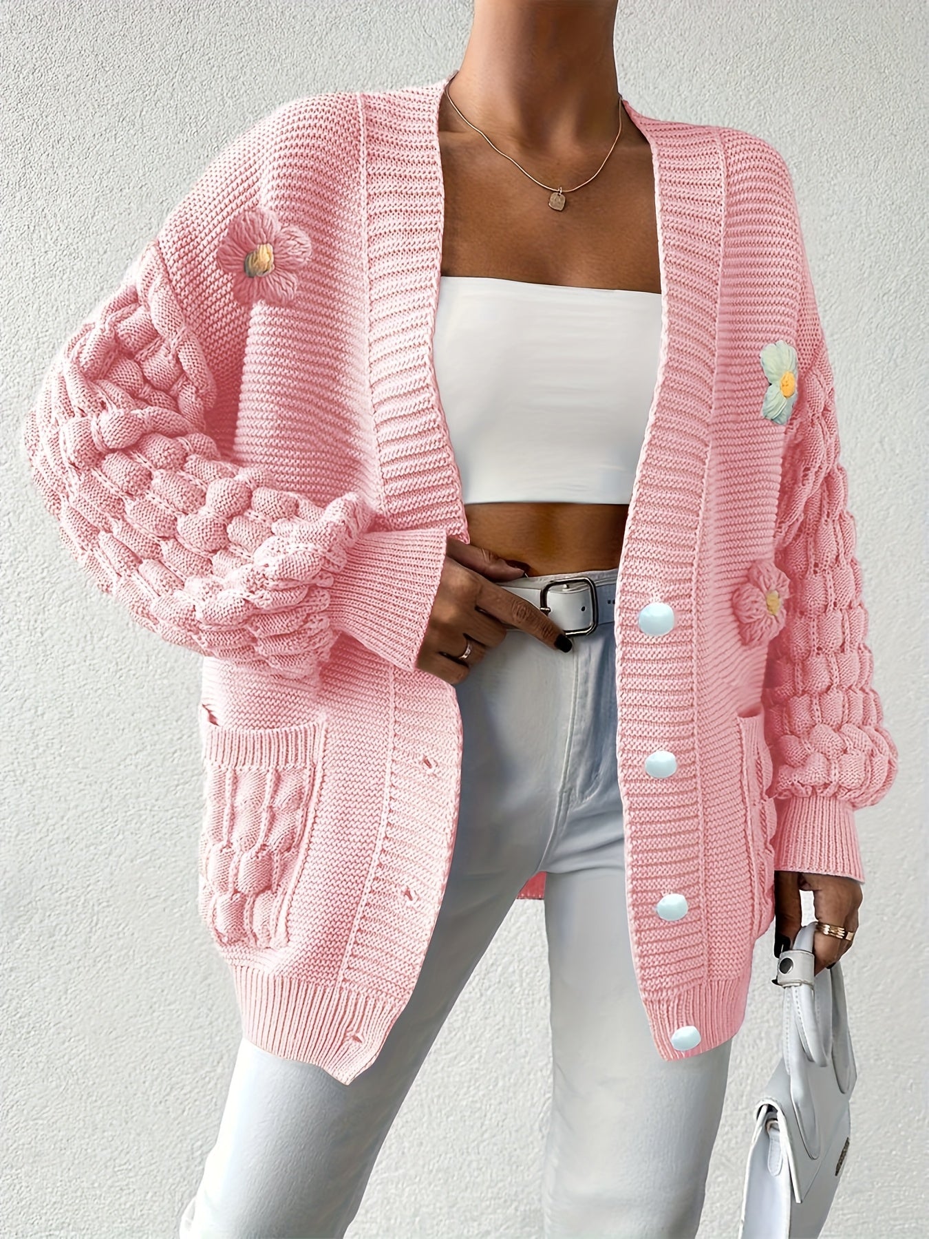 Women's Relaxed Denim Floral Cardigan – view 9