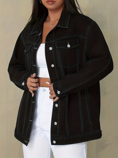 Women's Relaxed Denim Graphic Jacket detail view