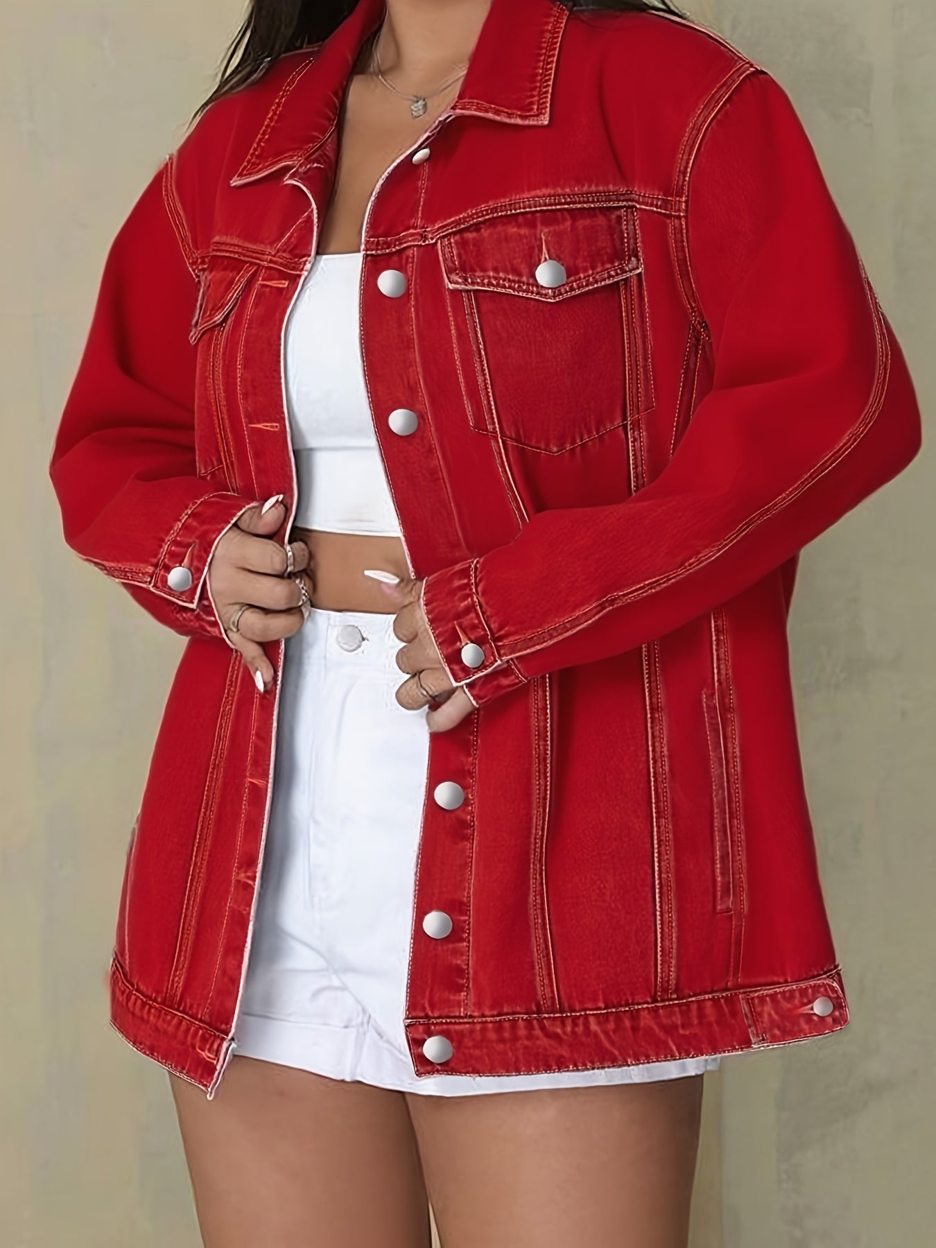 Women's Relaxed Denim Graphic Jacket detail view