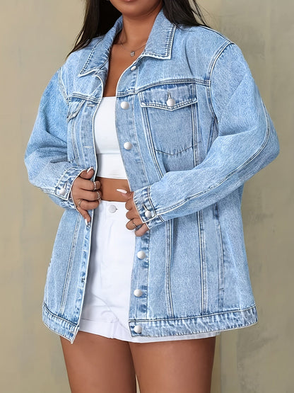 Women's Relaxed Denim Graphic Jacket detail view