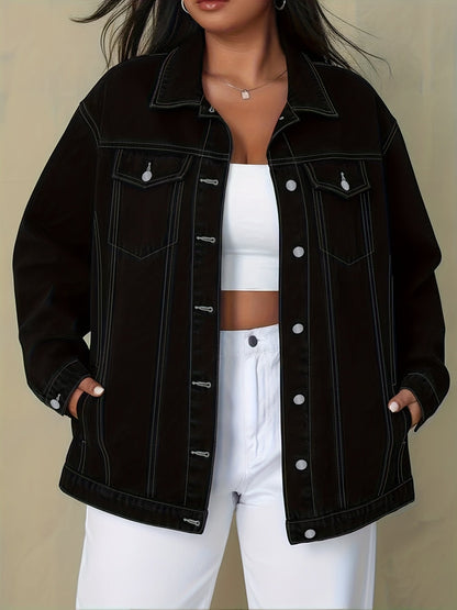 Women's Relaxed Denim Graphic Jacket detail view