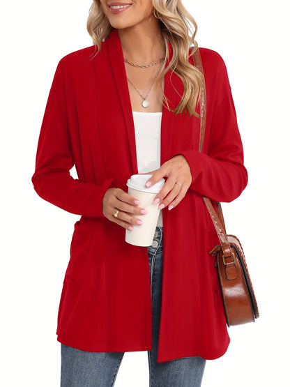 Women's Relaxed Denim Open-Front Cardigan – 4-Color Selection detail view