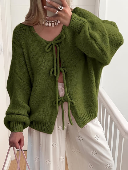 Women's Relaxed Denim Open-Front Cardigan – Sizes S–L – green option – view 5