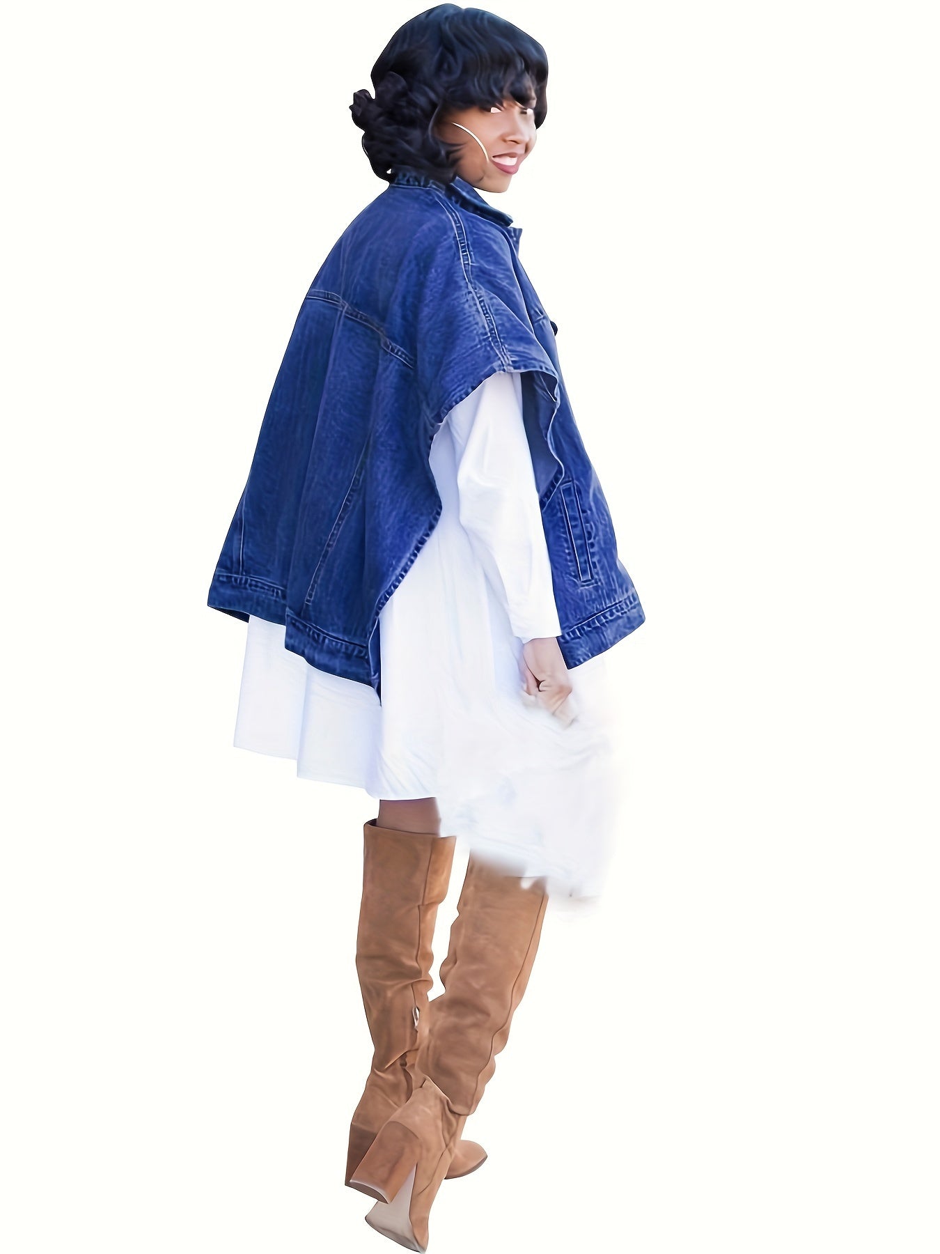 Women's Relaxed Denim Pullover Coat detail view