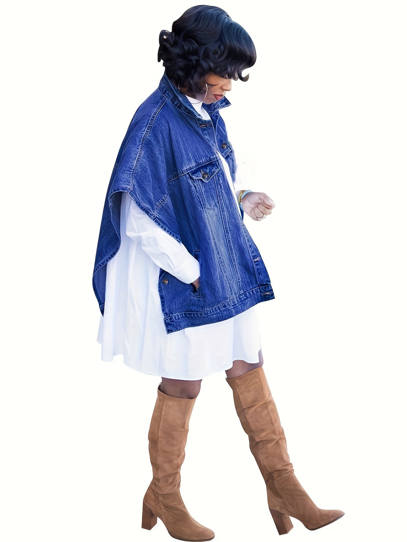 Women's Relaxed Denim Pullover Coat detail view